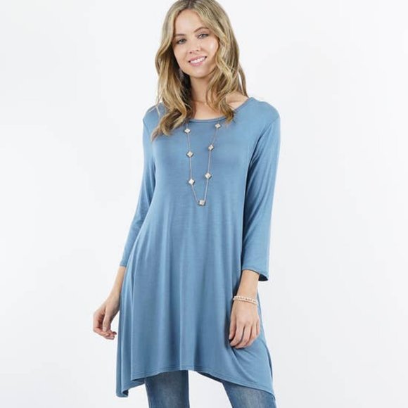 💜Side Tail Round Neck Rayon💜 Women's Blouse - Picture 3 of 3